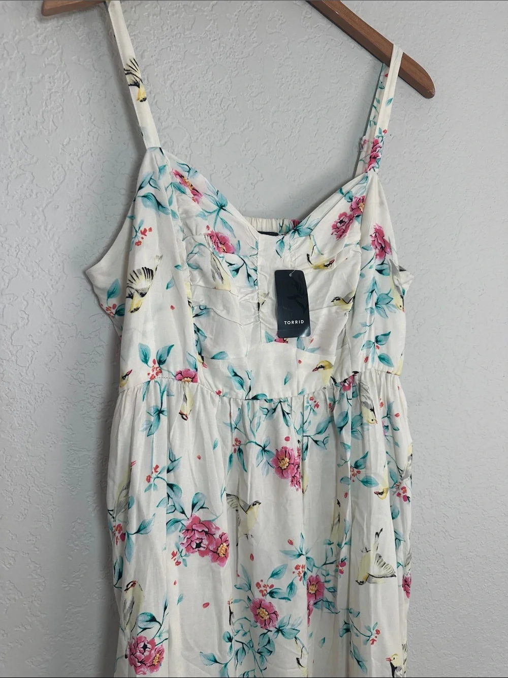NEW torrid Floral Sundress Dress Bird Summer Vacation Travel Cruise Milkmaid 2X - Picture 3 of 10